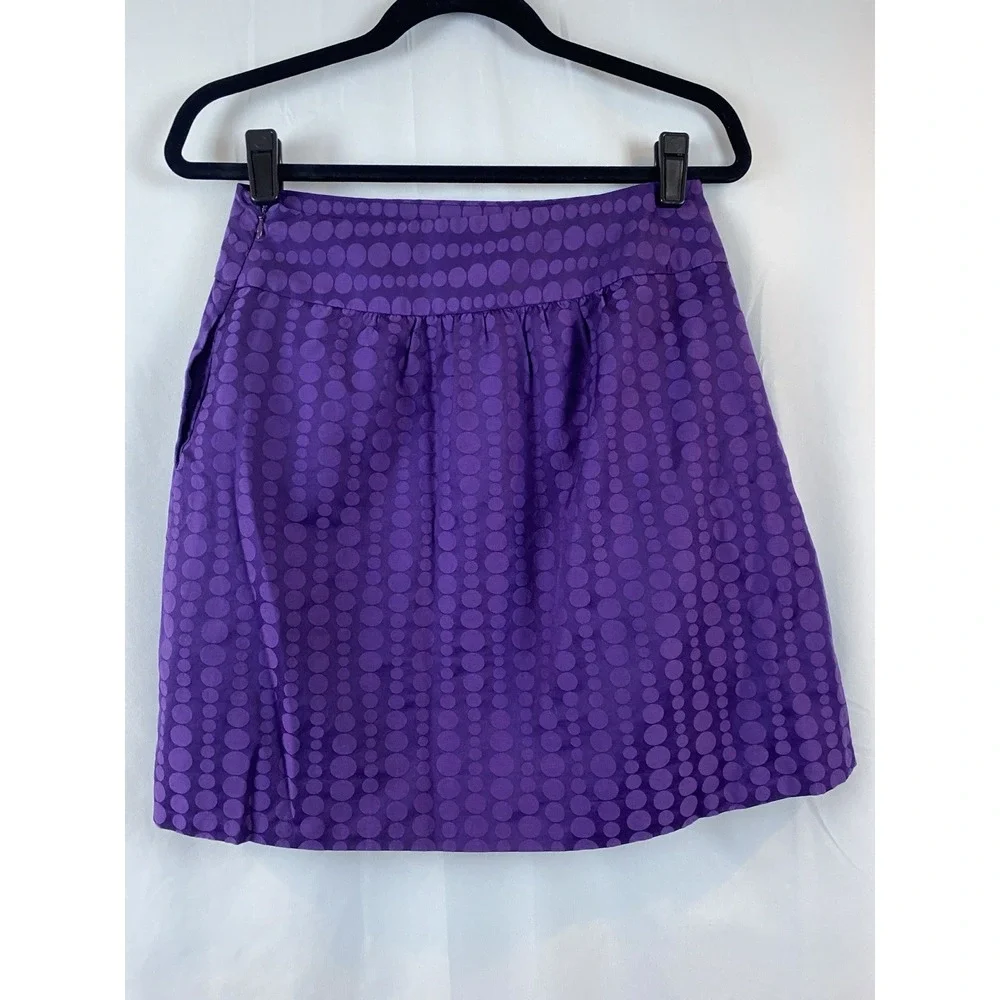 The Limited Size 2 Purple Dot‎ Mini Lined A Line Skirt